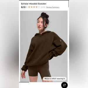 ALO scholar set hooded sweater and scholar straight leg sweat pants.